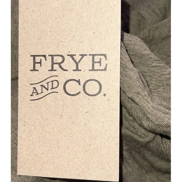 Frye and Co Women's Scoop Neck M Elbow Sleeve Blouse Burnt Olive Green Tie Front - Picture 5 of 7